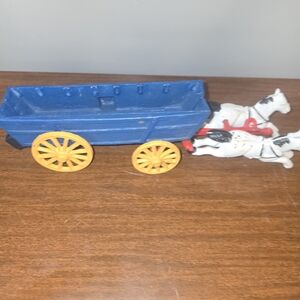 Blue and Yellow Toy Horse-Drawn Wagon - Kids Toys